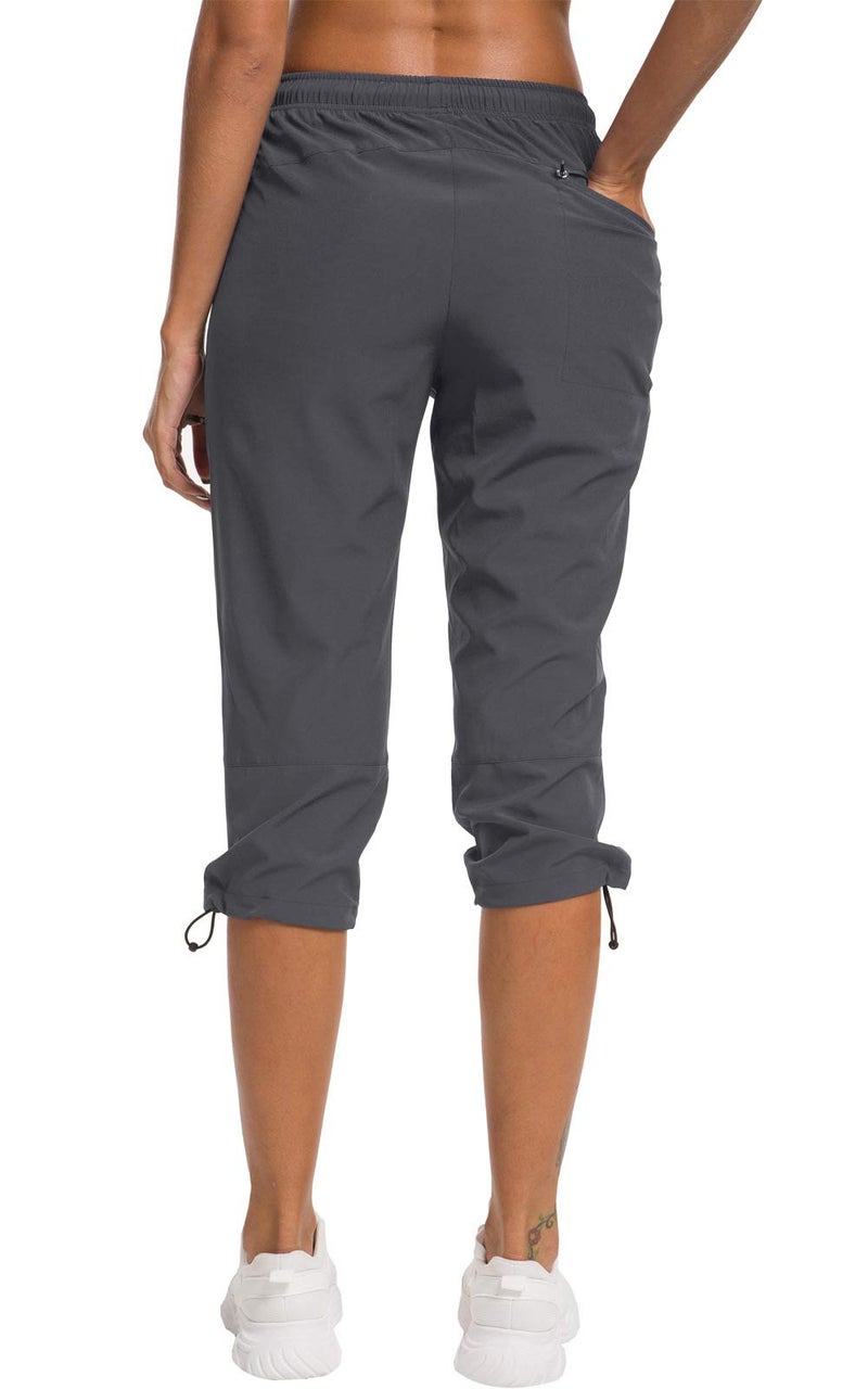 ChinFun Women's Hiking Pants Quick Dry Lightweight Outdoor Capris Water Resistant UPF50+ Grey L - Image 5